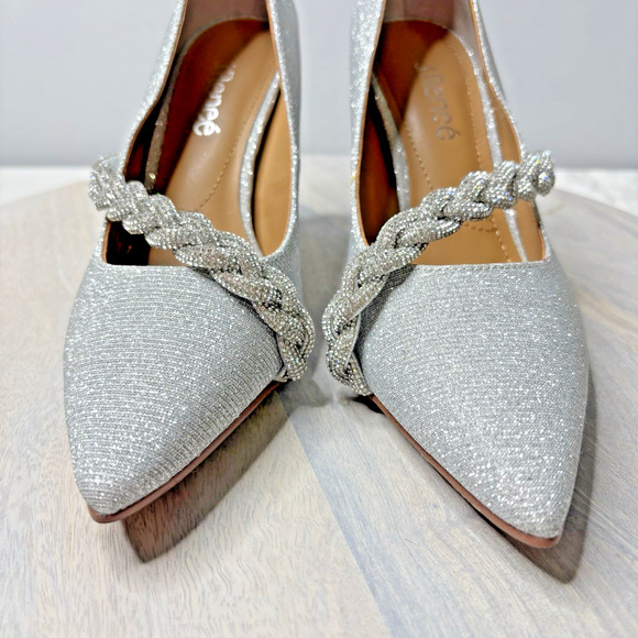 J. Renee Nyomee Silver Sparkle Pumps 7.5M - Picture 3 of 10